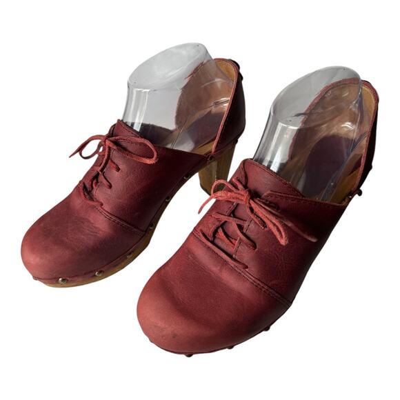 Sanita Theodora Nubuck Leather Clog Studded Wood platform 3" Heel size (38) 7 - Picture 13 of 16